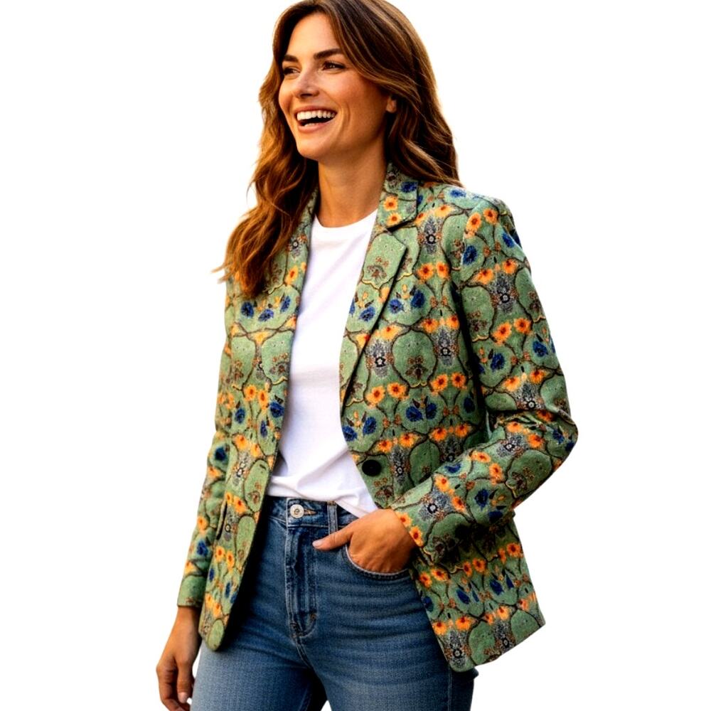 NWT Stylewe Small Women's Blazer Green Suit Coat Misses Size 4 6 Jacket S New